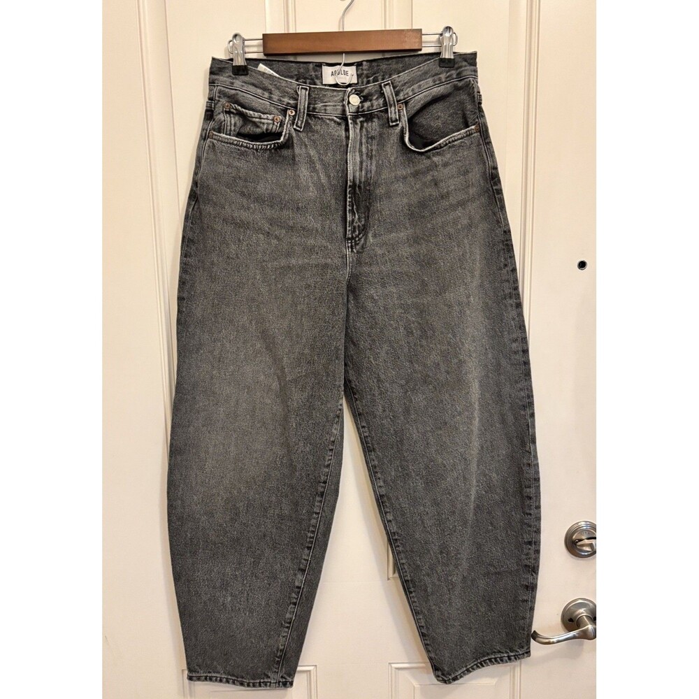 Agolde Balloon Jeans Ultra High Rise wide Tapered 29 black Acid Wash Women denim